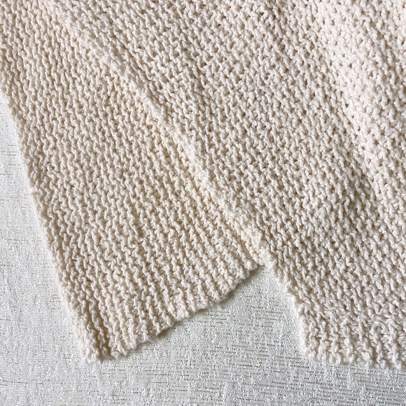 Free People Sharkbite Hem Cardigan Woman XS Ivory Cream Color Pockets Snap Front - Picture 10 of 13